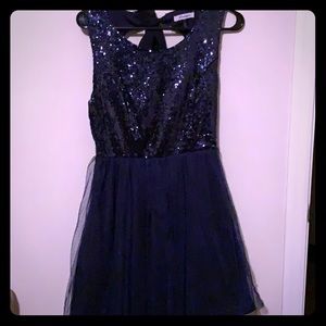 Navy Blue Sequin Party Dress
